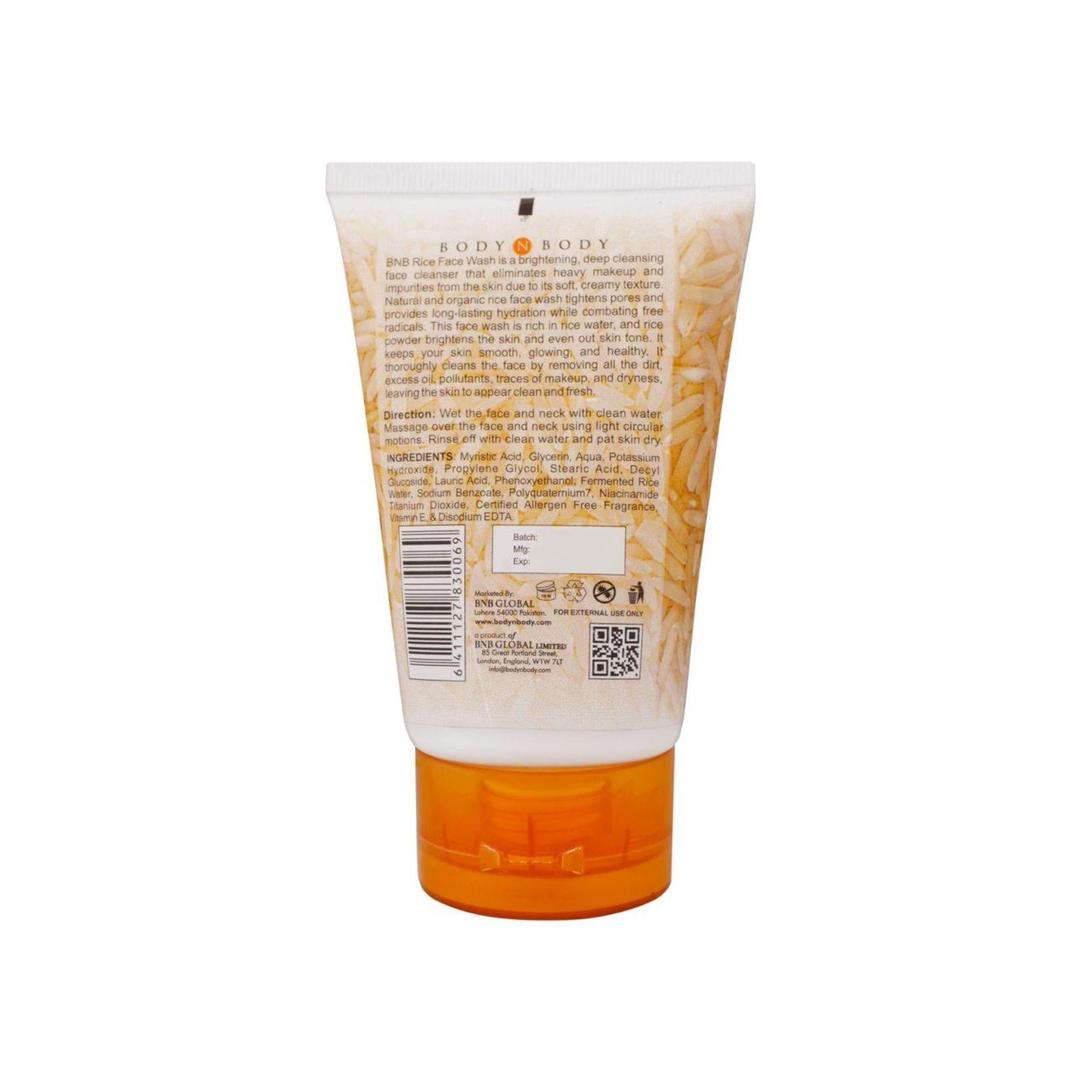 BNB Brightening Exfoliator Face Wash with vegan rice milk and tea tree for glowing, clear skin