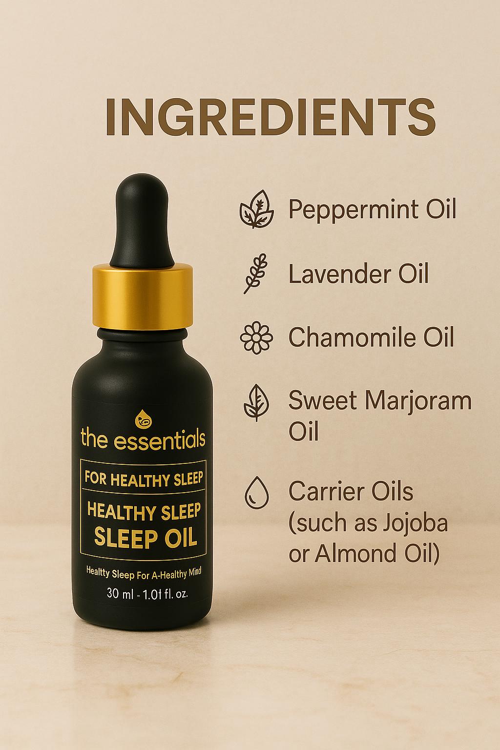 Healthy Sleep Oil bottle for restful sleep, relaxation, and stress relief