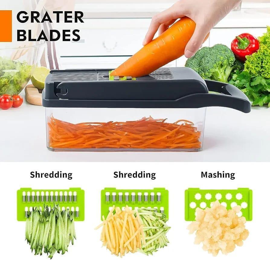 Manual Food Chopper – Hand-Powered Vegetable and Fruit Dicer with Stainless Steel Blades