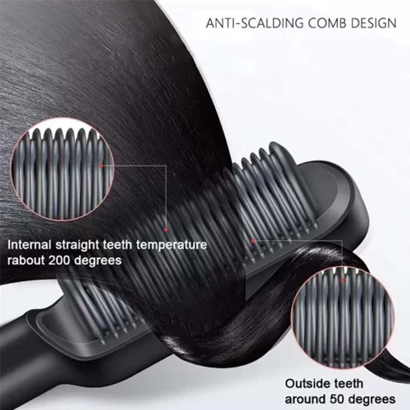 Professional Electric Hair Straightener Brush with adjustable heat settings for salon-quality styling