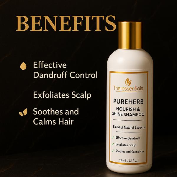 Pure Herb Nourish And Shine Shampoo bottle for healthy, shiny, and nourished hair
