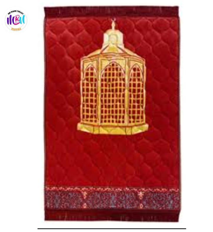 Velvet embossed prayer mat – soft, comfortable & elegant Islamic mat for Salah