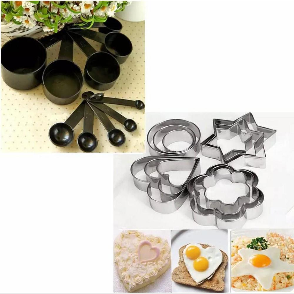 10 Pcs Measuring Cup & Spoon Set – Black Combo Pack for Baking & Cooking