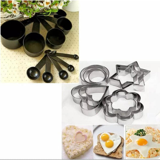 10 Pcs Measuring Cup & Spoon Set – Black Combo Pack for Baking & Cooking