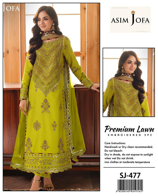 3 Pcs Women's Unstitched Sequins Embroidered Suit with elegant sequins embroidery, plain trouser and matching dupatta – unstitched luxury wear.
