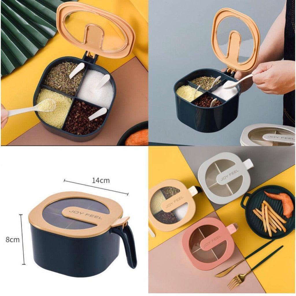 4 In 1 Multicolor Masala Box Set – Airtight spice organizer for kitchen storage and organization