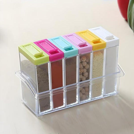 6 Pcs Seasoning Spice Set – airtight transparent spice jars for kitchen storage
