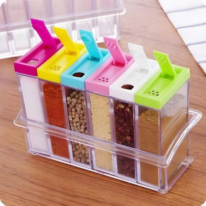 6 Pcs Seasoning Spice Set – airtight transparent spice jars for kitchen storage