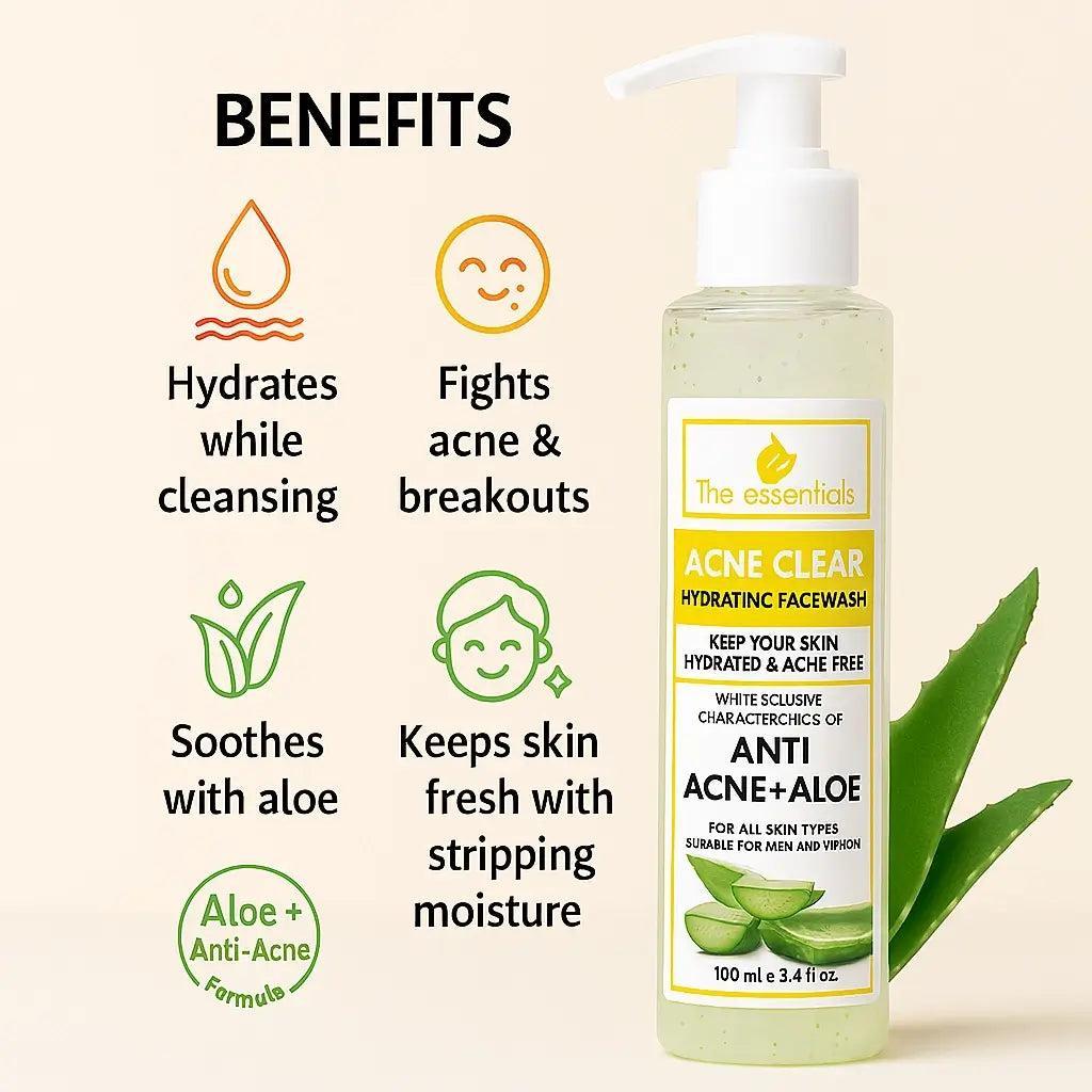 Acne Clear Hydrating Facewash tube for acne reduction, hydration, and clear skin