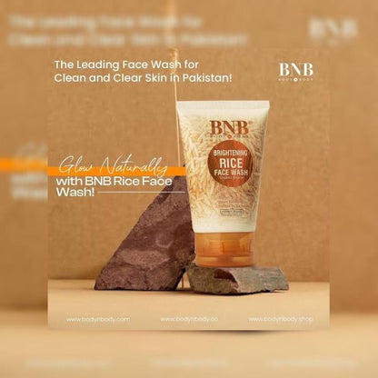 BNB Brightening Exfoliator Face Wash with vegan rice milk and tea tree for glowing, clear skin