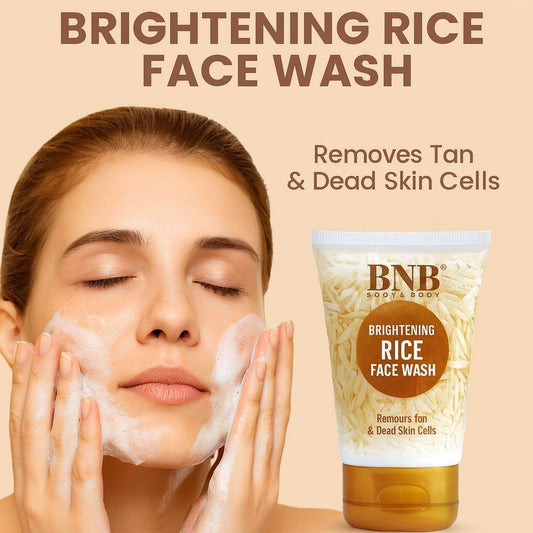BNB Brightening Exfoliator Face Wash with vegan rice milk and tea tree for glowing, clear skin