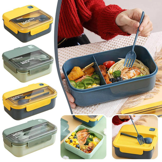 Bento Lunch Box – Reusable 2 Compartment Food Container for School, Office & Travel