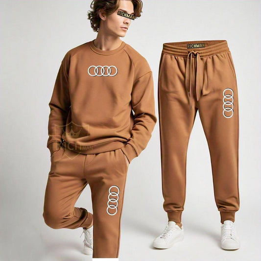 Brown Fleece Sweatshirt Track Suit for Men & Women – 2-piece plain comfort set with sweatshirt and trouser.