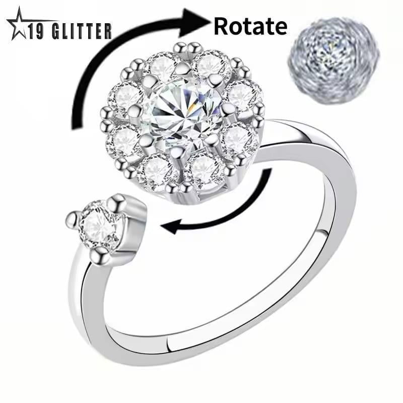 Silver ring with gemstones on a white background