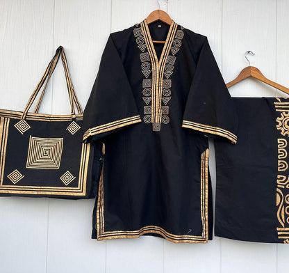 Elegant Women’s Stitched Linen Shirt and Trouser Set with Sleeveless Blouse