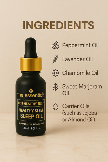 Healthy Sleep Oil bottle for restful sleep, relaxation, and stress relief