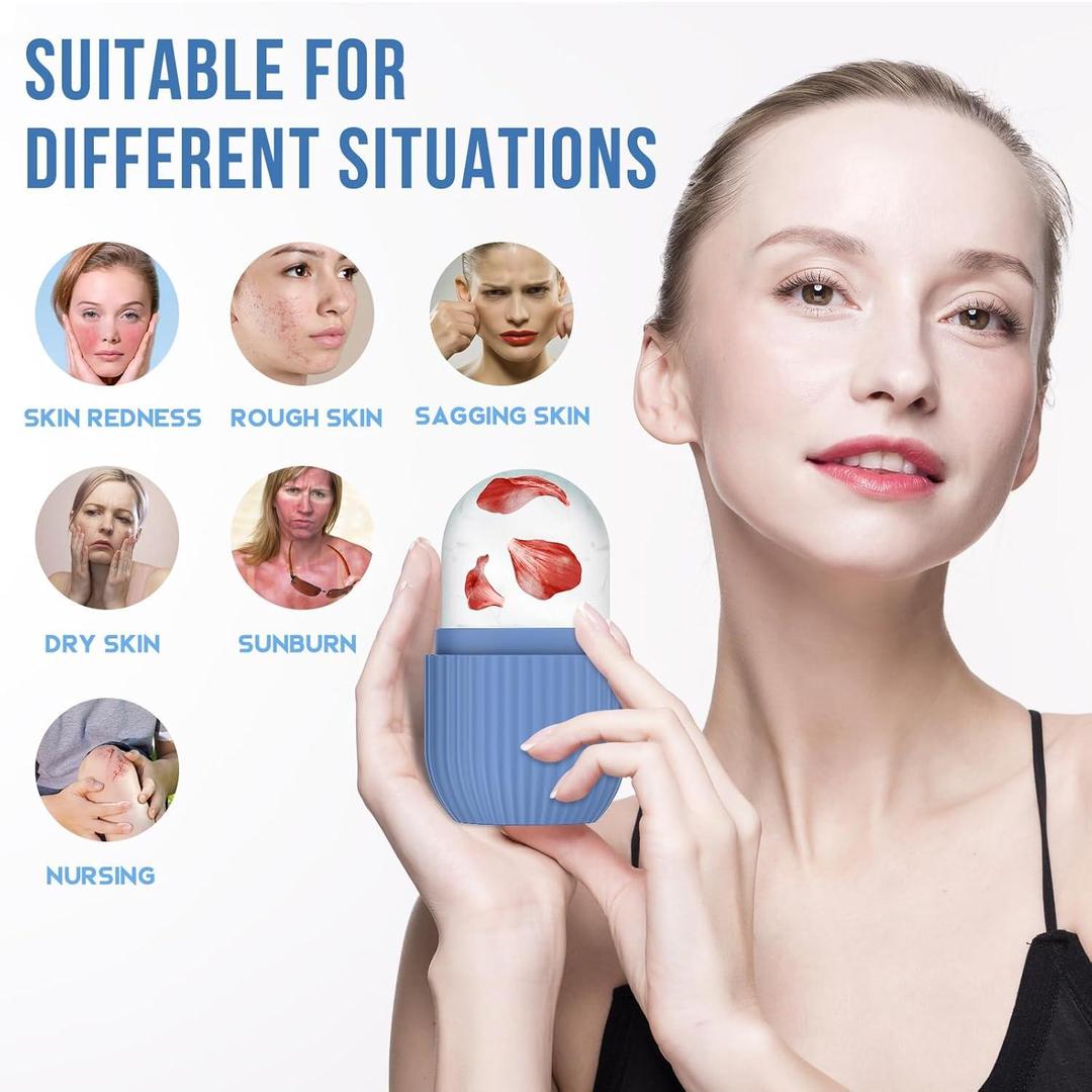 Hydrating Ice Roller silicone facial massager for puffiness reduction, pore tightening & refreshing skin
