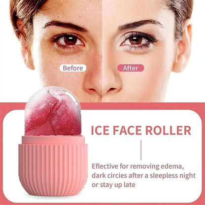 Hydrating Ice Roller silicone facial massager for puffiness reduction, pore tightening & refreshing skin