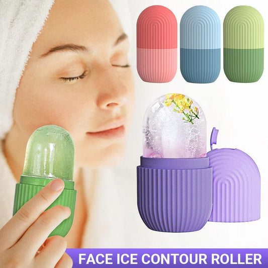 Hydrating Ice Roller silicone facial massager for puffiness reduction, pore tightening & refreshing skin