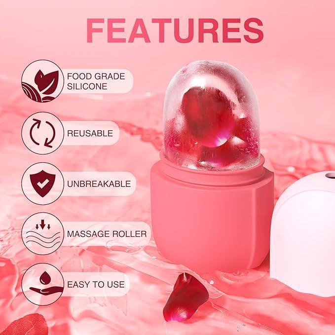 Hydrating Ice Roller silicone facial massager for puffiness reduction, pore tightening & refreshing skin