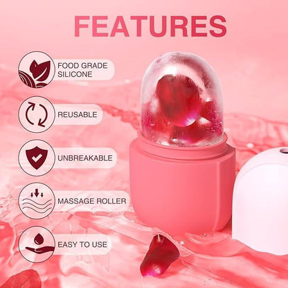 Hydrating Ice Roller silicone facial massager for puffiness reduction, pore tightening & refreshing skin