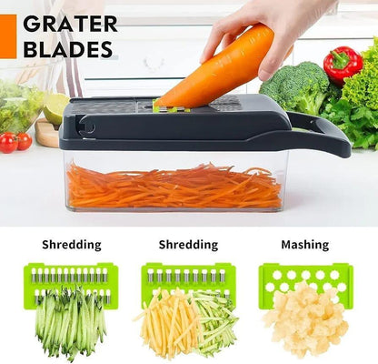 Manual Food Chopper – Hand-Powered Vegetable and Fruit Dicer with Stainless Steel Blades