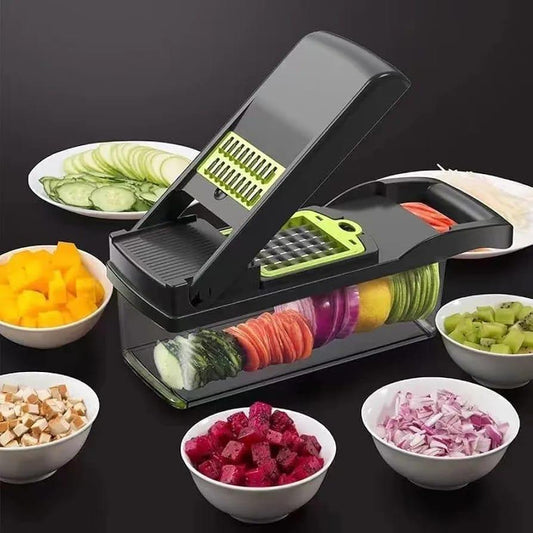 Manual Food Chopper – Hand-Powered Vegetable and Fruit Dicer with Stainless Steel Blades