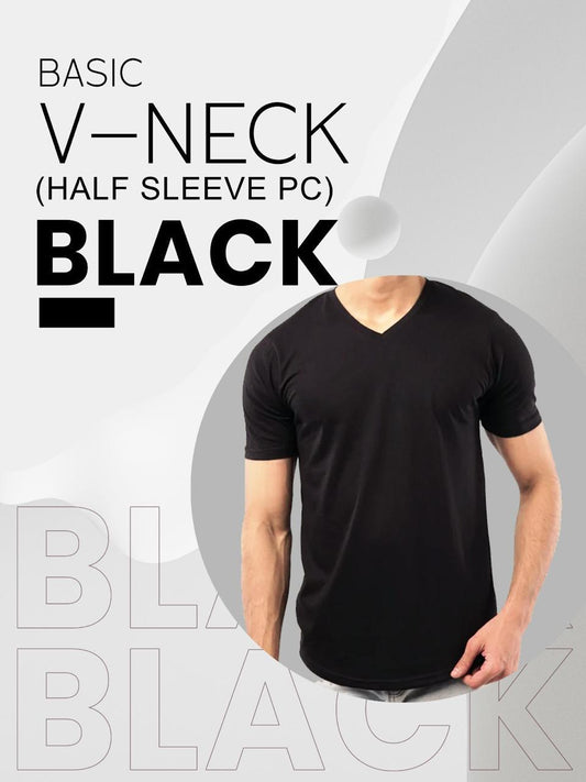 Men's Cotton Plain V Neck T-Shirt - Comfortable casual wear for men in multiple colors.
