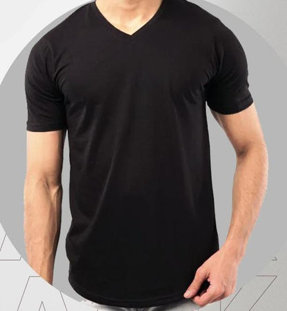 Men's Cotton Plain V Neck T-Shirt - Comfortable casual wear for men in multiple colors.
