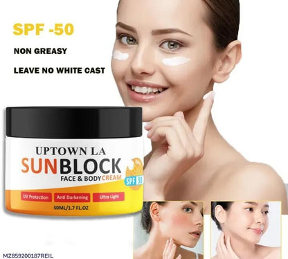Protects From Sunburn Sunblock for UVA/UVB protection and sun damage prevention