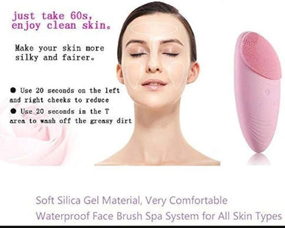 Rechargeable waterproof silicone facial cleansing massager brush for deep cleansing and exfoliation