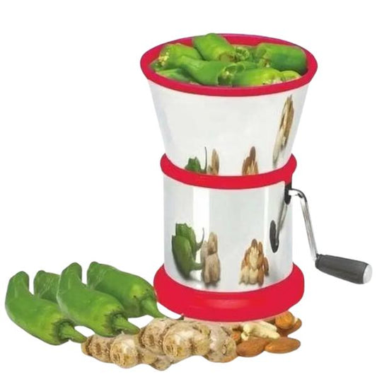 Red Stainless Steel Manual Food Chopper – 1 Pc Kitchen Tool for Effortless Food Prep