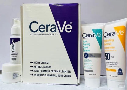 Ultimate Skincare Bundle 4 in 1 Essential Set with Night Cream, Facial Cleanser, Sunscreen and Face Serum