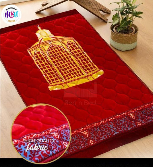 Velvet embossed prayer mat – soft, comfortable & elegant Islamic mat for Salah
